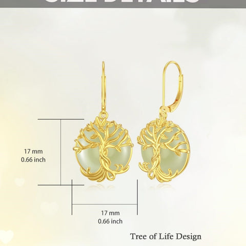 14K Gold Plated Natural Jade  Earrings for Women Good Fortune Jewelry Birthday Mother's Day Gifts