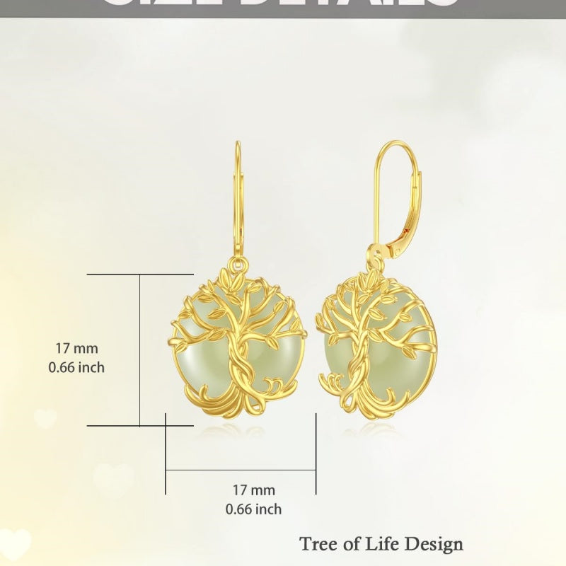 14K Gold Plated Natural Jade  Earrings for Women Good Fortune Jewelry Birthday Mother's Day Gifts