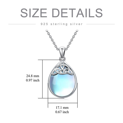 Sterling Silver Moonstone  Celtic Knot  Pendant Necklace