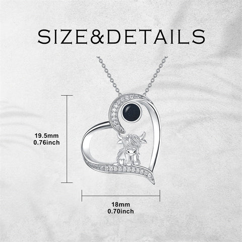 Sterling Silver Highland Cow Pendant Necklace