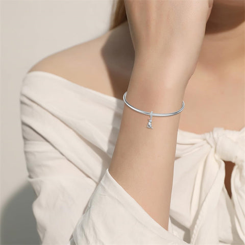 Sterling Silver Cubic Zirconia Yorkshire Boston Terrier Chihuahua Dachshund  Bead Charms