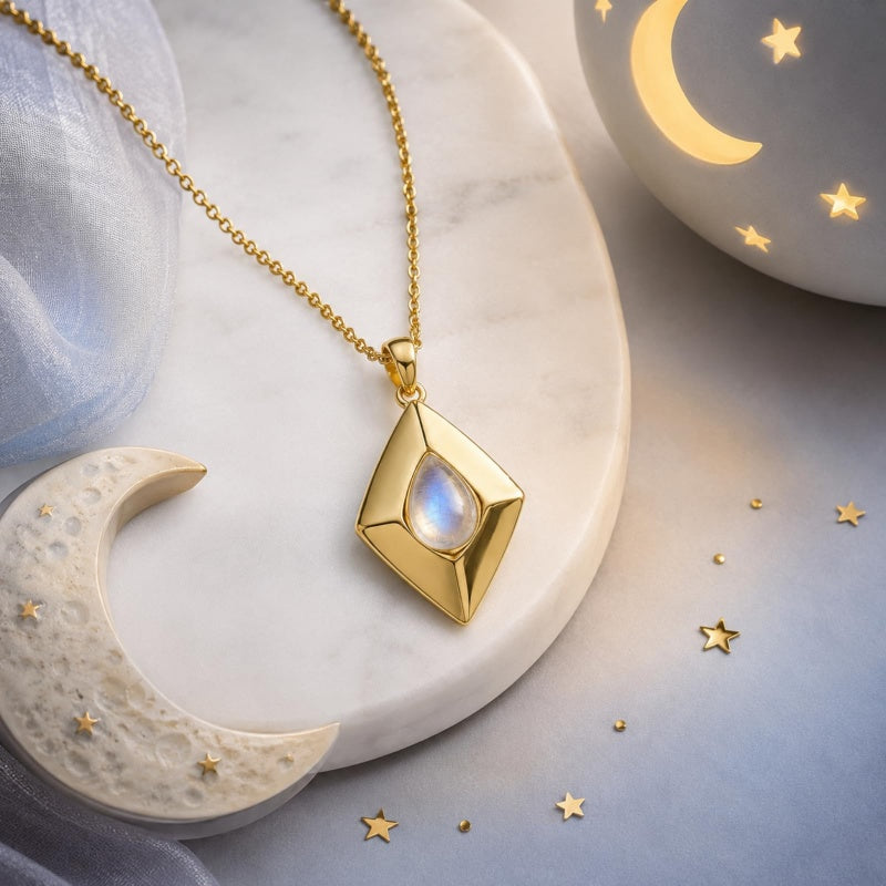 14K Gold Plated Bohemian Teardrop Pendant Necklace for Women