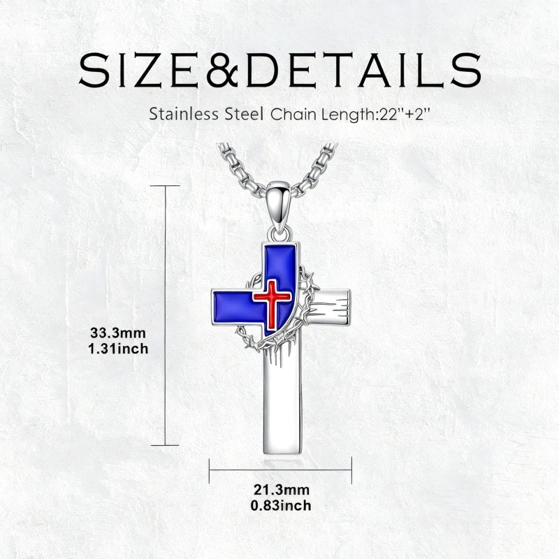 Sterling Silver Cross Pendant Necklace Christian Religious Jewelry Gifts for Anniversary