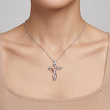 Sterling Silver Daisy Rose Plumeria Lotus Sunflower Cross Pendant Necklace for Women
