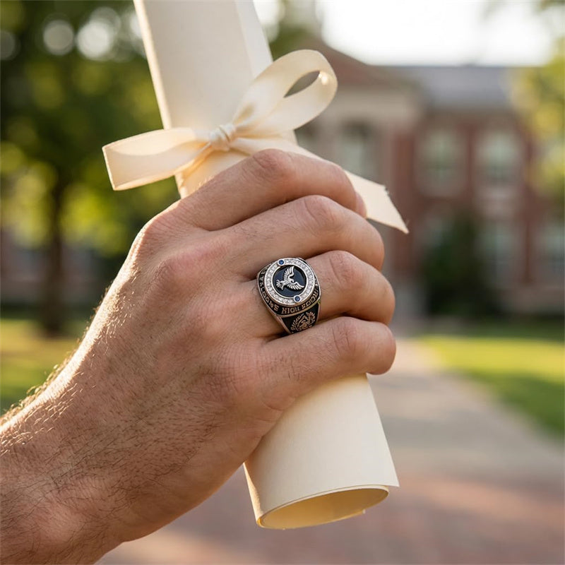 Copper Sterling Silver Custom Birthstone  Engraved Class Ring for Men Gift Class Of 2026
