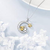 Sterling Silver Bunny Girl Pendant Necklace With Engraved Always in My Heart