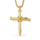 14K Gold Plated Cross Pendant Necklace for Men Faith Religious Jewelry