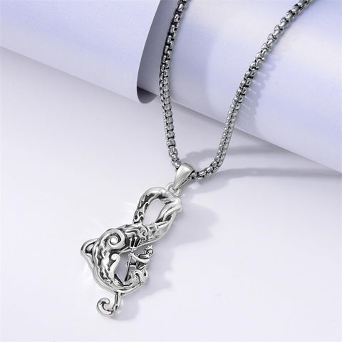 Sterling Silver  Poseidon Trident  Pendant Necklace for Men