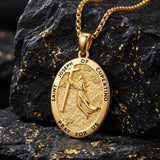 14K Gold Plated Saint Medal Christian  Pendant Necklace for Men