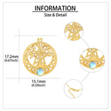 10K 14K 18K Yellow Gold Moonstone Pentagram Tree of Life Pendant Necklace