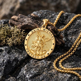 14K Gold Plated Saint Medal Christian  Pendant Necklace for Men