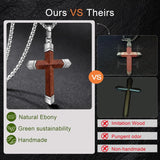 14K Gold  Plated Wooden Cross Crucifix Pendant Necklace for Men