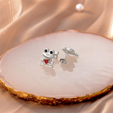 Sterling Silver Frog Stud Earrings