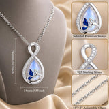 Sterling Silver Teardrop Gemstone Rose Butterfly Infinity Heart Necklace for Women