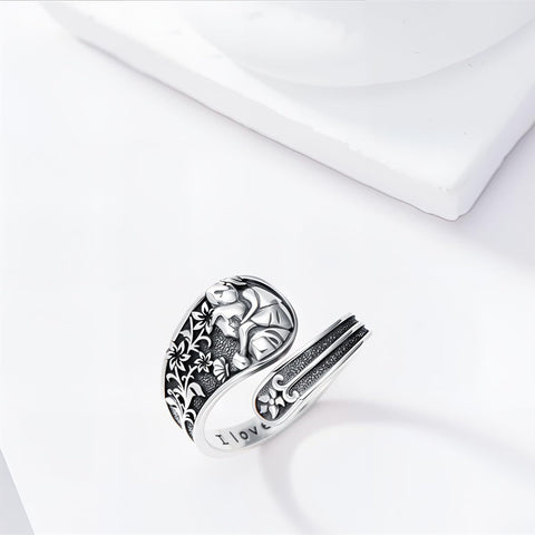 Sterling Silver Father Daughter Adjustable Spoon Ring Engraved with I Love You Forever