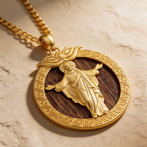Christian Religious Medal Amulet 14K Gold Plated Pendant  Necklace