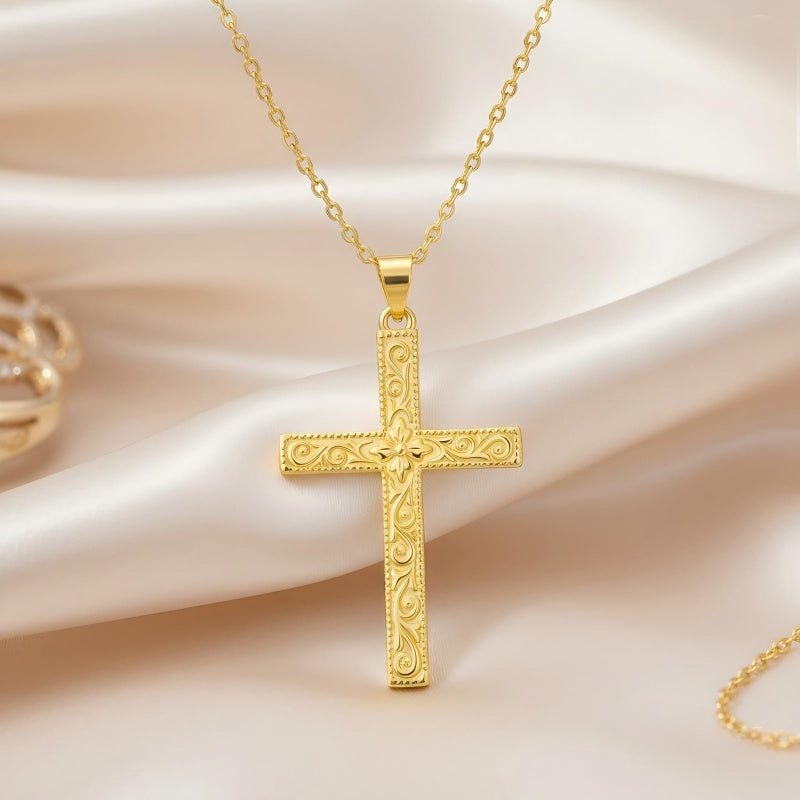 14K Gold Plated Cross Infinity  Pendant Necklace  for Women