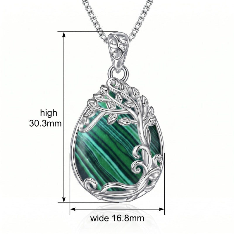14K Gold Plated Teardrop Tree of Life Necklace for Women