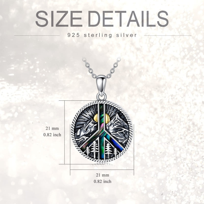 Sterling Silver Peace Sign Coexist Peace Symbol Pirate Tree of Life Thor's Hammer Wolf Raven Viking Series Necklace