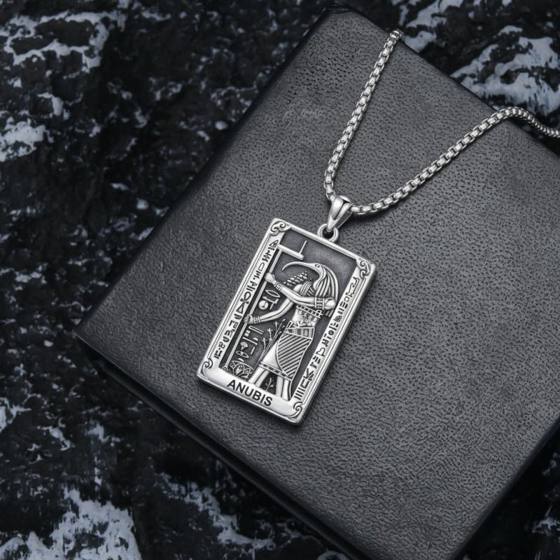 Sterling Silver Tarot Card Pendant  Necklace for Men Gothic Amulet Jewelry
