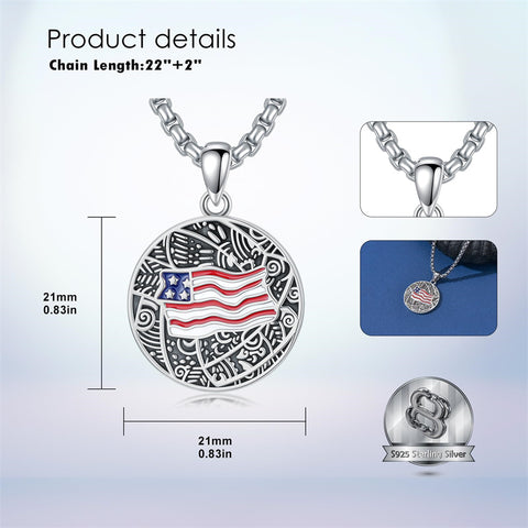 Sterling Silver American Flag Football Basketball Soccer Volleyball Tennis Baseball Pendant Necklace