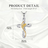 Sterling Silver Daisy Rose Plumeria Lotus Sunflower Cross Pendant Necklace for Women