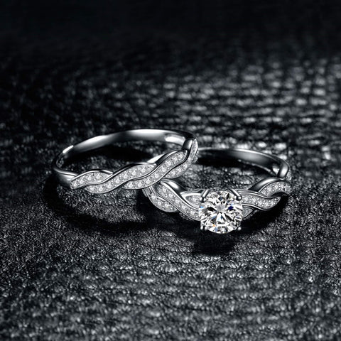 14K Gold Plated  1.5CT Cubic Zirconia  Wedding Bands Engagement Rings Promise Rings for Her