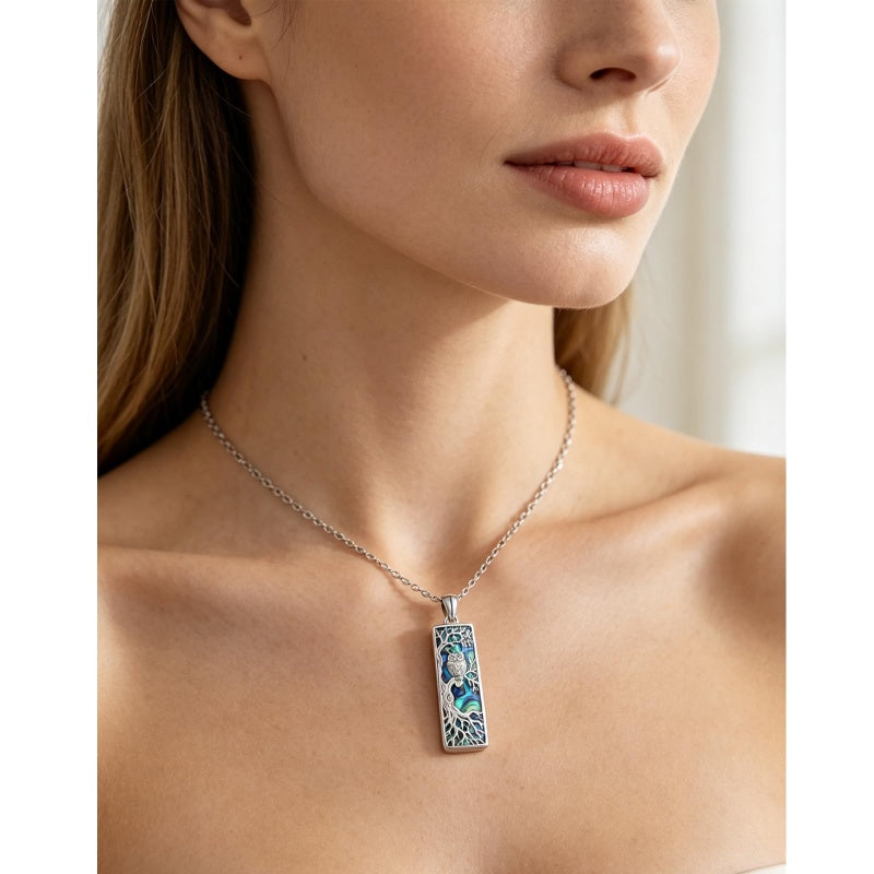 Sterling Silver Abalone Shell Bar Cardinal Bee Butterfly Hummingbird Dragonfly Phoenix Pendant Necklace for Women