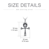 Sterling Silver  Ankh Lotus Pendant Necklace