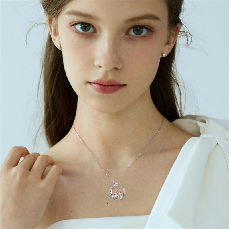 Sterling Silver Father Daughter Heart Pendant Necklace from Dad Gift for Daughter