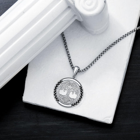 Sterling Silver Peace Sign Coexist Peace Symbol Pirate Tree of Life Thor's Hammer Wolf Raven Viking Series Necklace