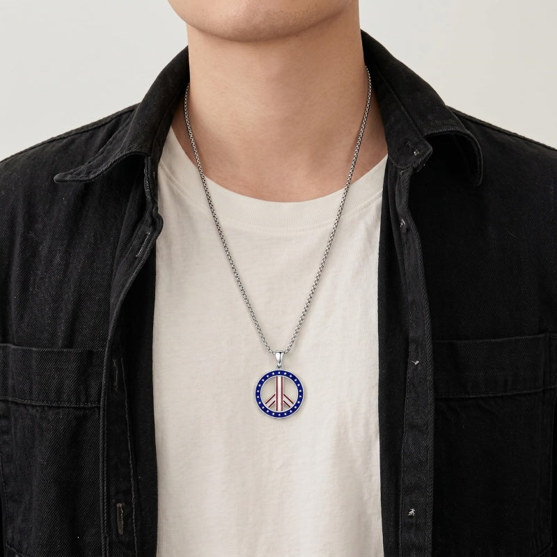 Sterling Silver Peace Sign Coexist Peace Symbol Pirate Tree of Life Thor's Hammer Wolf Raven Viking Series Necklace