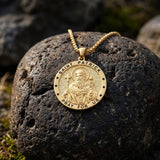 14K Gold Plated Saint Medal Christian  Pendant Necklace for Men
