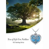 Sterling Silver Abalone Opal Shell Moss Agate Tree of Life Urn Necklaces for Ashes