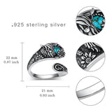Sterling Silver Oxidized Dragonfly Butterfly Hummingbird Sea Turtle Anchor CrossTree of Life Sunflower Spoon Ring