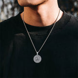 Sterling Silver Viking Raven Bear Odin Wolf Pendant Necklace for Men