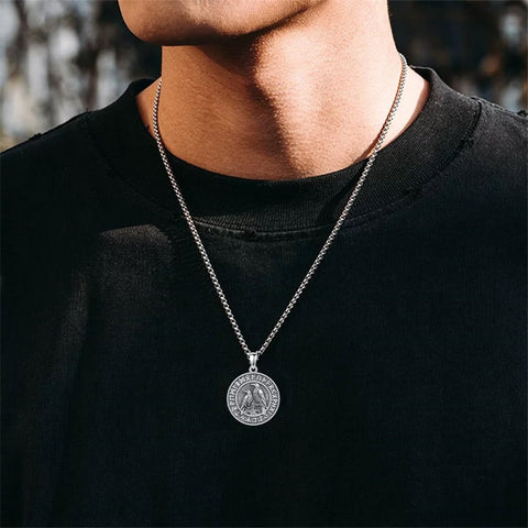 Sterling Silver Viking Raven Bear Odin Wolf Pendant Necklace for Men