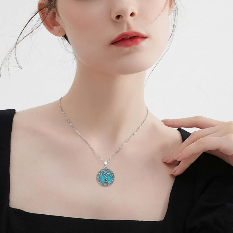 Sterling Silver Turquoise Sun and Moon AA Sobriety Celtic Knot Cross DNA Star of David Tree of Life Pendant Necklace