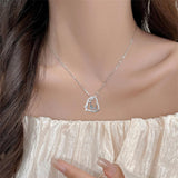 Sterling Silver Cubic Zircon Mother Daughter Mama Bear Giraffe Elephants Otters Penguins Heart Pendant Necklace