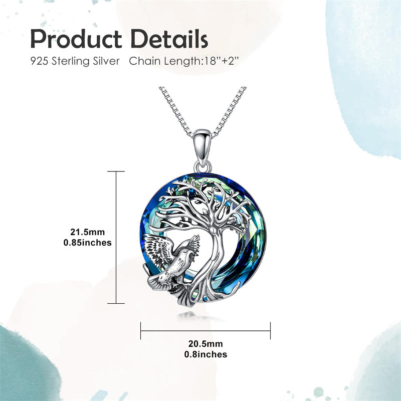 Sterling Silver Crystal Tree of Life Cardinal  Cat Hummingbird Dog Dragonfly Eagle Pendant Necklace