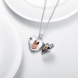 Sterling Silver Vintage Bear Photo Locket Necklace