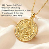 14K Gold Plated Patron Saint Necklace Saint Medal Catholic Amulet Jewelry