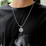 Sterling Silver Tiger Eye Eagle Lion Pendant Necklace for Men