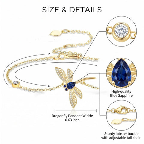 14K Gold Plated Birthstone Dragonfly Anklet Bracelet Birthday Gifts for Her