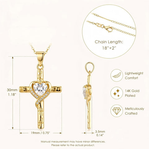 Minimalist Cross Pendant Necklace 14K Gold Plated for Women Faith Jewelry Religious Gifts