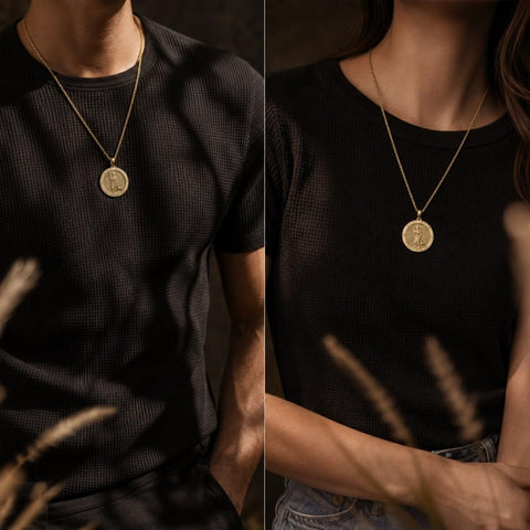 Patron Saint Medal Gold Plated Catholic Pendant Christian Religious Necklace Amulet Jewelry