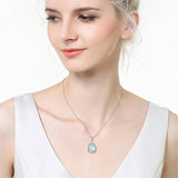 Sterling Silver Moonstone Teardrop Father Daughter Mother Daughter Pendant Necklace