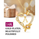 14K Gold Plated Initial Heart Pendant  Necklace Gift for Women Anniversary for Her