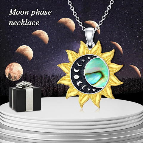Sterling Silver Abalone Shell Sunflower Pendant Necklace