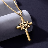 14K Gold Plated Cross Pendant Necklace for Men Religious Jewelry Christian Gift